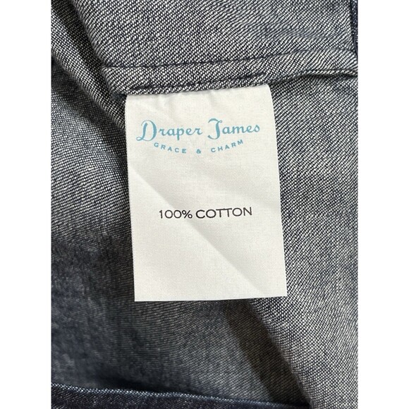 Draper James Denim Blue Chambray Ruffle Shift Dress Sz 8 Western Preppy Church - Picture 15 of 16